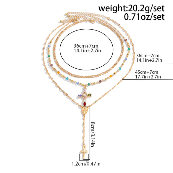 Wholesale Men's Alloy Geometric Handmade Diamondencrusted Cross Necklace