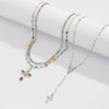 Wholesale Men's Alloy Geometric Handmade Diamondencrusted Cross Necklace