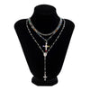 Wholesale Men's Alloy Geometric Handmade Diamondencrusted Cross Necklace