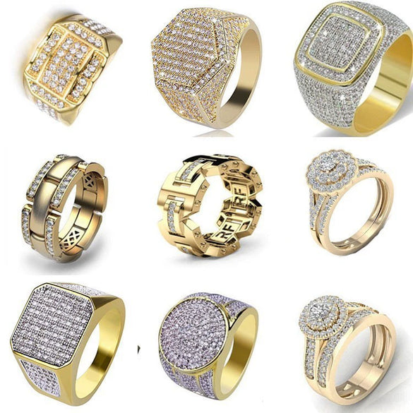 Wholesale Men's Alloy Gold Plated Geometric Ring