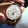 Wholesale Men's Alloy Imitation Leather Strap Business Style Round Dial Watch With Threeeye Calendar Starry Sky Moon Design