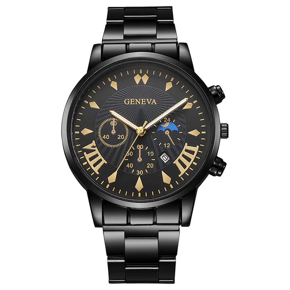Wholesale Men's Alloy Iron Band Round Dial Leisure Quartz Watch