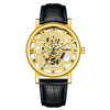 Wholesale Men's Alloy Leather Belt Quartz Wrist Watch With Transparent Bottom Hollow Design And Round Dial
