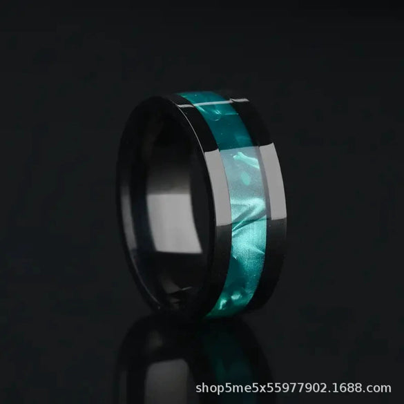 Wholesale Men's Arc Sticker Stainless Steel Ring With Electroplating Treatment