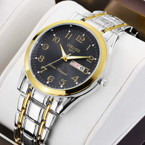 Wholesale Men's Automatic Quartz Watch Stainless Steel Steel Mineral Strengthened Glass Round Dial Waterproof Luminous