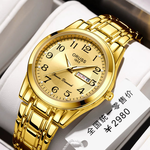 Wholesale Men's Automatic Quartz Watch Stainless Steel Steel Mineral Strengthened Glass Round Dial Waterproof Luminous