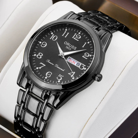 Wholesale Men's Automatic Quartz Watch Stainless Steel Steel Mineral Strengthened Glass Round Dial Waterproof Luminous
