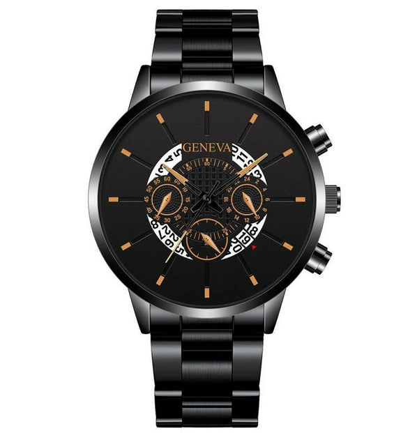 Wholesale Men's Business Casual Hollow Single Calendar Quartz Watches Stainless Steel Strap Alloy Case Round Dial