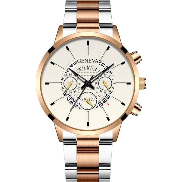 Wholesale Men's Business Casual Hollow Single Calendar Quartz Watches Stainless Steel Strap Alloy Case Round Dial