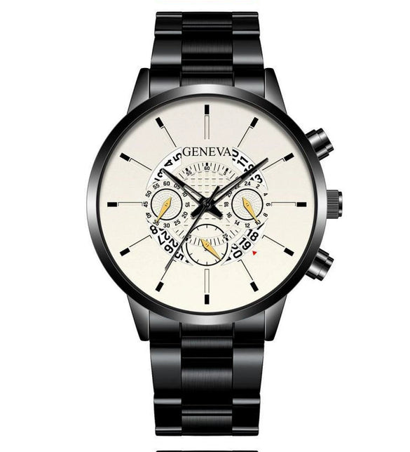 Wholesale Men's Business Casual Hollow Single Calendar Quartz Watches Stainless Steel Strap Alloy Case Round Dial