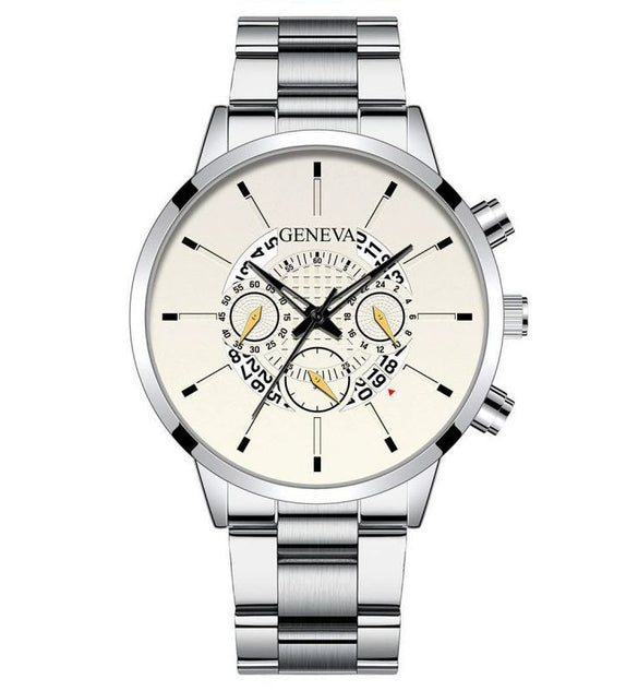 Wholesale Men's Business Casual Hollow Single Calendar Quartz Watches Stainless Steel Strap Alloy Case Round Dial