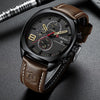 Wholesale Men's Business Casual Quartz Watch With Sixpin Calendar Leather Strap Alloy Case Mineral Reinforced Glass Mirror And Stainless Steel Pin Buckle