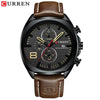 Wholesale Men's Business Casual Quartz Watch With Sixpin Calendar Leather Strap Alloy Case Mineral Reinforced Glass Mirror And Stainless Steel Pin Buckle