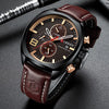 Wholesale Men's Business Casual Quartz Watch With Sixpin Calendar Leather Strap Alloy Case Mineral Reinforced Glass Mirror And Stainless Steel Pin Buckle