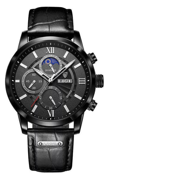 Wholesale Men's Business Elegant Personality Alloy Case Leather Strap Round Dial Watch