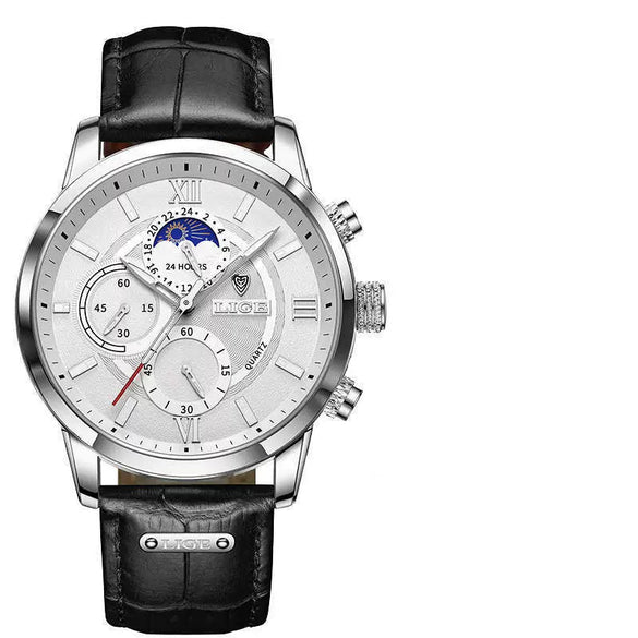 Wholesale Men's Business Elegant Personality Alloy Case Leather Strap Round Dial Watch