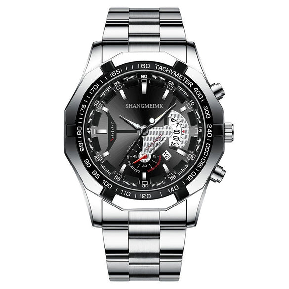 Wholesale Men's Business Style Alloy Case Stainless Steel Strap Round Dial Quartz Watch