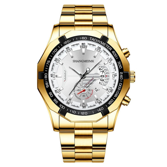 Wholesale Men's Business Style Alloy Case Stainless Steel Strap Round Dial Quartz Watch