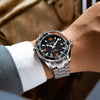 Wholesale Men's Business Style Automatic Hollow Movement Alloy Watch With Luminous Calendar Round Dial And Stainless Steel Butterfly Buckle Waterproof