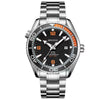Wholesale Men's Business Style Automatic Hollow Movement Alloy Watch With Luminous Calendar Round Dial And Stainless Steel Butterfly Buckle Waterproof