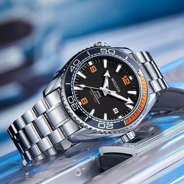 Wholesale Men's Business Style Automatic Hollow Movement Alloy Watch With Luminous Calendar Round Dial And Stainless Steel Butterfly Buckle Waterproof