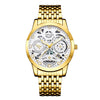 Wholesale Men's Business Style Hollow Design Quartz Watch With Alloy Case And Strap Mineral Reinforced Glass Mirror And Round Dial