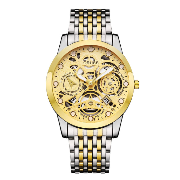 Wholesale Men's Business Style Hollow Design Quartz Watch With Alloy Case And Strap Mineral Reinforced Glass Mirror And Round Dial
