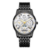 Wholesale Men's Business Style Hollow Design Quartz Watch With Alloy Case And Strap Mineral Reinforced Glass Mirror And Round Dial
