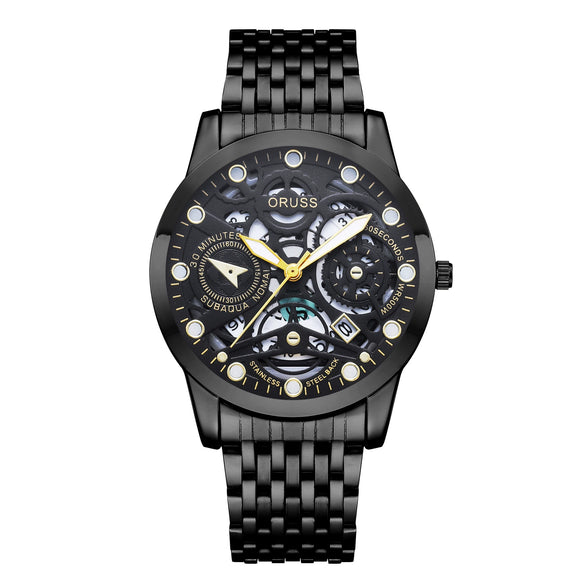 Wholesale Men's Business Style Hollow Design Quartz Watch With Alloy Case And Strap Mineral Reinforced Glass Mirror And Round Dial