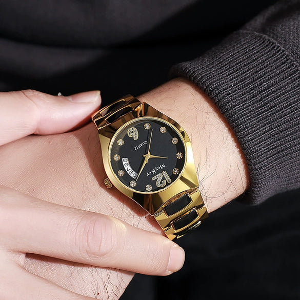 Wholesale Men's Business Style Watch Tungsten Steel Case And Strap Round Dial Waterproof