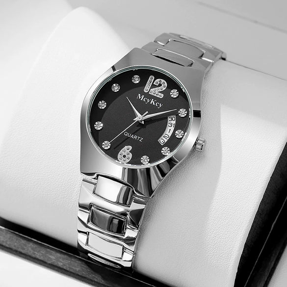 Wholesale Men's Business Style Watch Tungsten Steel Case And Strap Round Dial Waterproof