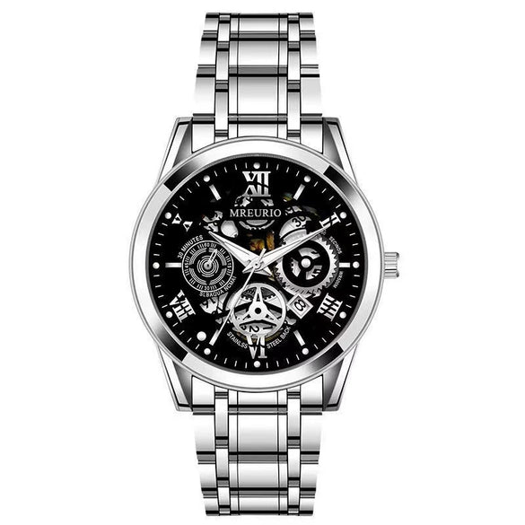 Wholesale Men's Casual Hollow Fashion Calendar Quartz Watch With Alloy Case And Stainless Steel Band