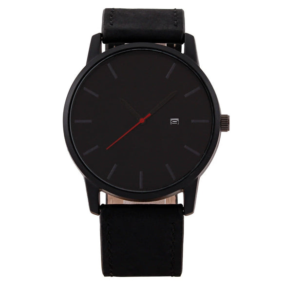 Wholesale Men's Casual Quartz Watch With Round Dial Alloy Case Imitation Leather Strap And Stainless Steel Buckle