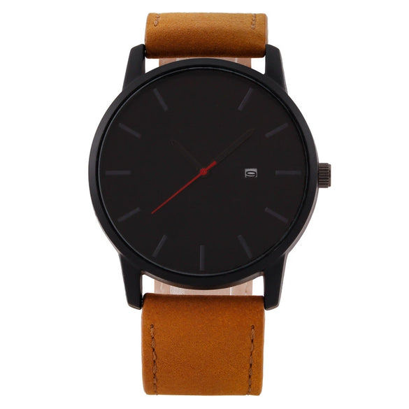 Wholesale Men's Casual Quartz Watch With Round Dial Alloy Case Imitation Leather Strap And Stainless Steel Buckle