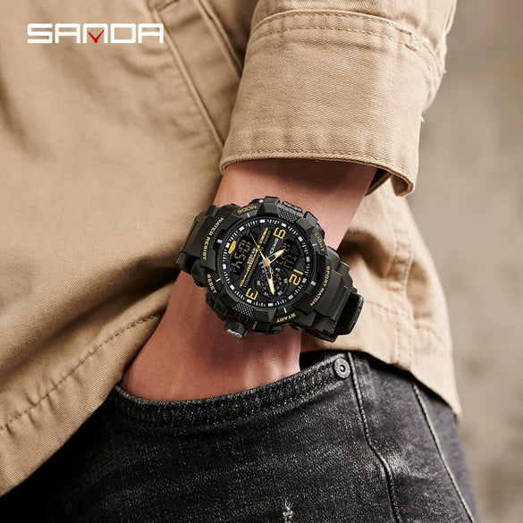 Wholesale Men's Casual Sports Fashion Digital Watch Abs Case Tpu Strap Acrylic Mirror Round Dial