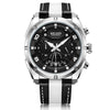 Wholesale Men's Casual Sports Multifunction Chronograph Waterproof Quartz Watch Alloy Case Genuine Leather Strap Round Dial Stainless Steel Clasp