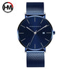 Wholesale Men's Casual Waterproof Quartz Watch With Round Dial Stainless Steel Clasp Genuine Leather Strap Metal Case And Mineral Strengthened Glass Mirror