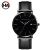 Wholesale Men's Casual Waterproof Quartz Watch With Round Dial Stainless Steel Clasp Genuine Leather Strap Metal Case And Mineral Strengthened Glass Mirror