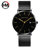 Wholesale Men's Casual Waterproof Quartz Watch With Round Dial Stainless Steel Clasp Genuine Leather Strap Metal Case And Mineral Strengthened Glass Mirror