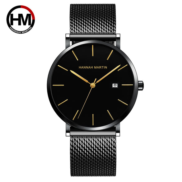 Wholesale Men's Casual Waterproof Quartz Watch With Round Dial Stainless Steel Clasp Genuine Leather Strap Metal Case And Mineral Strengthened Glass Mirror