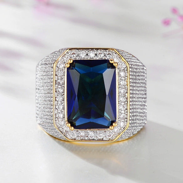 Wholesale Men's Copper Ring Inlaid Zircon Geometric Style