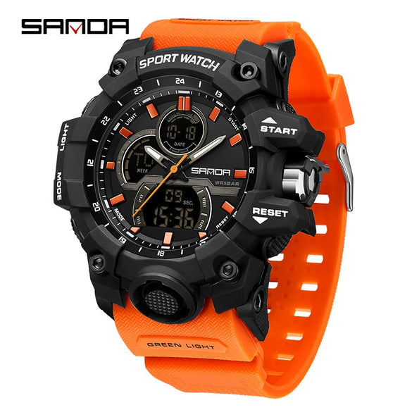 Wholesale Men's Digital Watch Tpu Strap Abs Case Round Dial Highend Fashionable Dual Display Multifunctional Outdoor Sports Waterproof