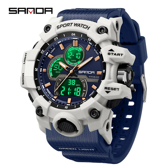 Wholesale Men's Digital Watch Tpu Strap Abs Case Round Dial Highend Fashionable Dual Display Multifunctional Outdoor Sports Waterproof