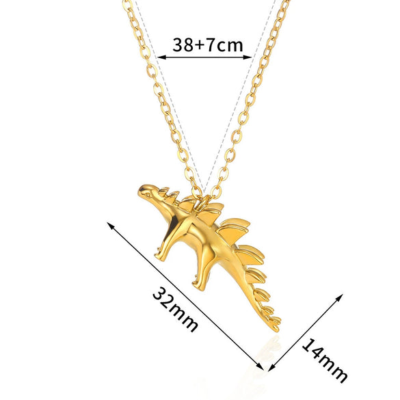 Wholesale Men's Dinosaur Series Pendant Necklace Stainless Steel Hiphop Style Electroplated Jewelry