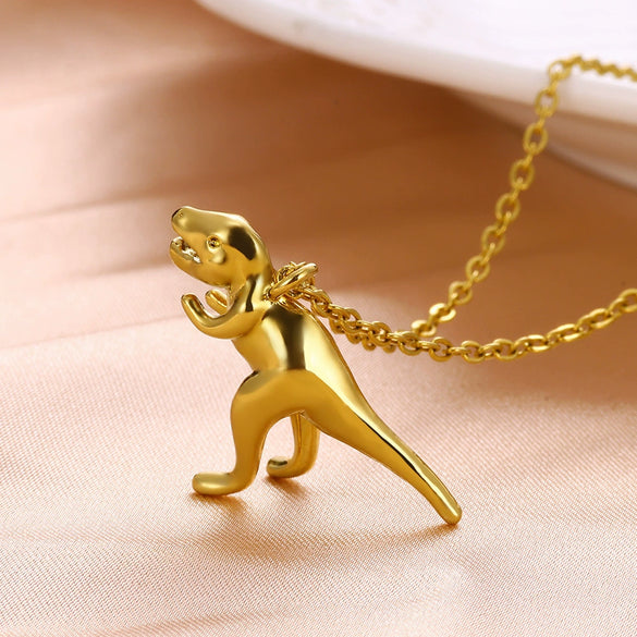 Wholesale Men's Dinosaur Series Pendant Necklace Stainless Steel Hiphop Style Electroplated Jewelry