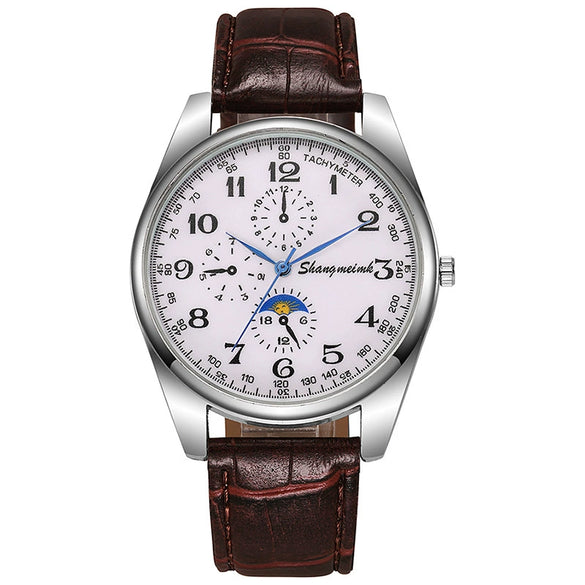 Wholesale Men's Fashion Belt Quartz Watch With Alloy Case Pu Leather Strap Stainless Steel Buckle And Round Dial