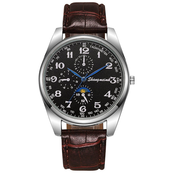 Wholesale Men's Fashion Belt Quartz Watch With Alloy Case Pu Leather Strap Stainless Steel Buckle And Round Dial