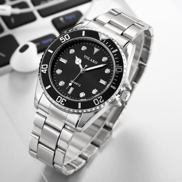 Wholesale Men's Fashion Metal Case Stainless Steel Strap Round Dial Quartz Watch