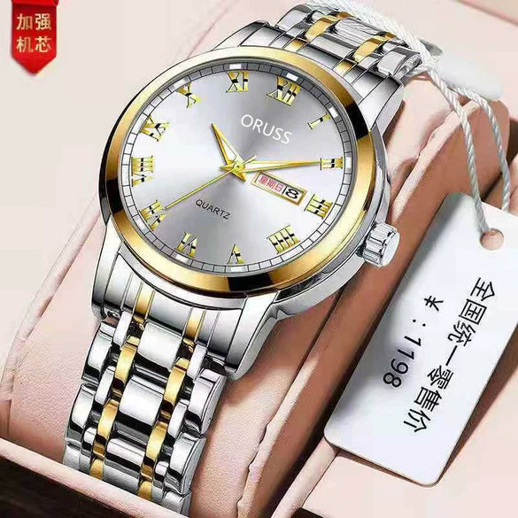 Wholesale Men's Fashion Quartz Watch Steel Case And Strap Round Dial Mineral Strengthened Glass Mirror