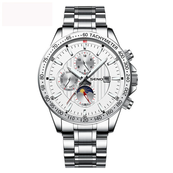 Wholesale Men's Fashion Quartz Watches With Luminous Calendar Waterproof Round Dial Alloy Case And Strap Stainless Steel Clasp Coated Glass Mirror Printed Logo Spiral Crown